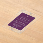 Elegant Plum Purple & Silver Catholic Wedding Acryleinladungen (Ablage )