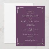 Elegant Plum Wedding Invitation Einladung (Vorne/Hinten)