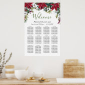 Elegant Poinsettia 12 Tische Hochzeitssaison CHART Poster (Küche)
