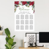Elegant Poinsettia 12 Tische Hochzeitssaison CHART Poster (Heimbüro)