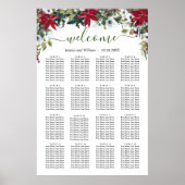 Elegant Poinsettia 16 Tische Hochzeitssaison CHART Poster (Vorne)