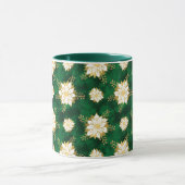 Elegant Poinsettia Blume Dark Green Christmas Tasse (Zentrum)