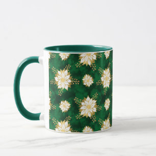 Elegant Poinsettia Blume Dark Green Christmas Tasse