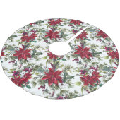 Elegant Poinsettia Bouquet Pattern Polyester Weihnachtsbaumdecke (Schrägansicht)