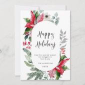 Elegant Poinsettia Christmas Mistletoe Gruß Feiertagskarte (Vorderseite)