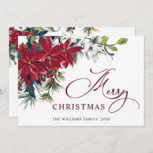 Elegant Poinsettia Christmas Mistletoe Gruß Feiertagskarte