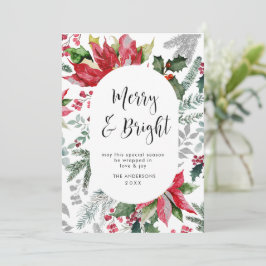 Elegant Poinsettia Christmas Mistletoe Gruß Feiertagskarte