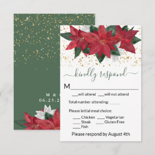 Elegant Poinsettia Christmas RSVP Card Karte