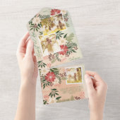 Elegant Poinsettia Foto Collage Happy Holiday All In One Einladung (Abreißen)