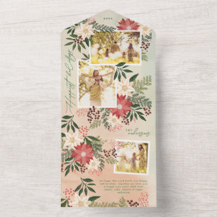 Elegant Poinsettia Foto Collage Happy Holiday All In One Einladung