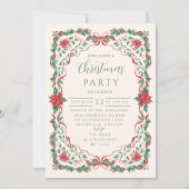 Elegant Poinsettia Garland Christmas Einladung (Vorderseite)