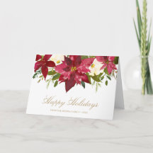 Elegant Poinsettia Gold Happy Holidays Weihnachten