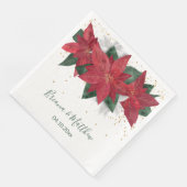 Elegant Poinsettia Grüne Weihnachtsfeier Serviette (Ecke)