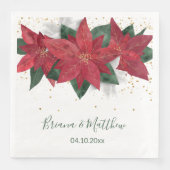 Elegant Poinsettia Grüne Weihnachtsfeier Serviette (Vorderseite)