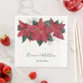 Elegant Poinsettia Grüne Weihnachtsfeier Serviette (Beispiel)
