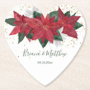 Elegant Poinsettia Grüne Weihnachtsfeier Untersetzer