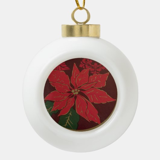 Elegant Poinsettia Keramik Kugel-Ornament (Vorderseite)