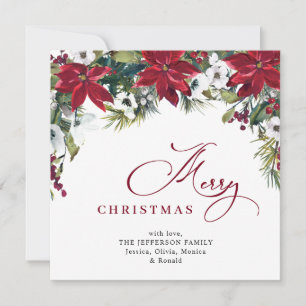 Elegant Poinsettia Mistletoe Weihnachtsgrüße Feiertagskarte