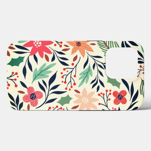 Elegant Poinsettia Pattern OtterBox iPhone Case (Rückseite (Horizontal))