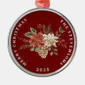 Elegant Poinsettia Personalisiert Ornament Aus Metall (Vorne)