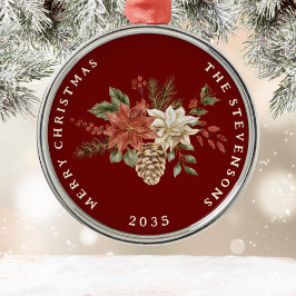 Elegant Poinsettia Personalisiert Ornament Aus Metall