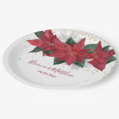 Elegant Poinsettia Red Christmas Pappteller (Schrägansicht)