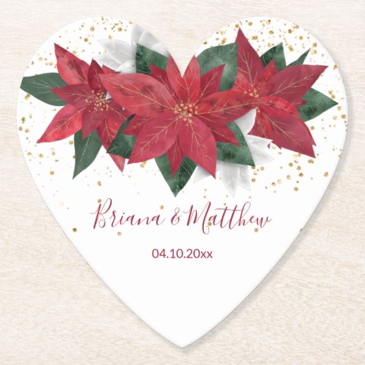 Elegant Poinsettia Red Christmas Untersetzer (Vorderseite)