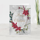 Elegant Poinsettia Silver Frohe Weihnachten (Vorderseite)