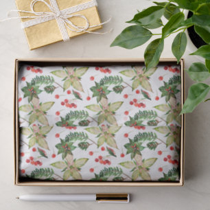 Elegant Poinsettia und Berries Seidenpapier