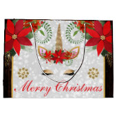 Elegant Poinsettia Unicorn Weihnachten Große Geschenktüte (Rückseite)