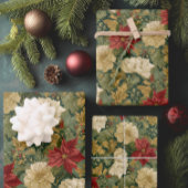 Elegant Poinsettia Vintage Weihnachten Geschenkpapier Set