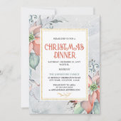 Elegant Poinsettia Weihnachtsfest Abendessen Einladung (Vorderseite)