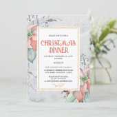 Elegant Poinsettia Weihnachtsfest Abendessen Einladung (Stehend Vorderseite)