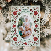 Elegant Poinsettia Weihnachtsfotokarte Einladung