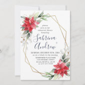 Elegant Poinsettia Winter Floral PROBE DINNER Einladung (Vorderseite)