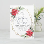 Elegant Poinsettia Winter Floral PROBE DINNER Einladung (Stehend Vorderseite)