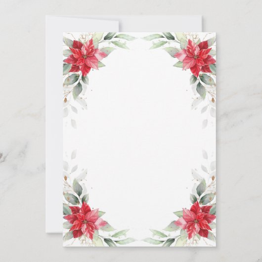 Elegant Poinsettia Winter Floral PROBE DINNER Einladung (Rückseite)