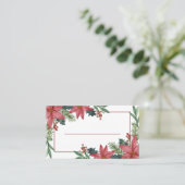 Elegant Poinsettia Winter Red Christmas Platzkarte (Stehend Vorderseite)