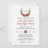 Elegant Poinsettia Winterwreath Wedding Einladung (Vorderseite)