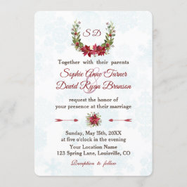 Elegant Poinsettia Winterwreath Wedding Einladung