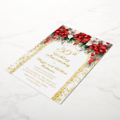 Elegant Poinsettias 30. Hochzeitstag Folieneinladung (Gedreht)