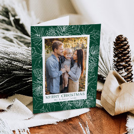 Elegant Poinsettias and Pinecones Foto Feiertagskarte