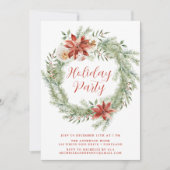 Elegant Poinsettias und Greenery Holiday Party Einladung (Vorderseite)