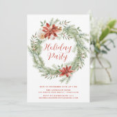 Elegant Poinsettias und Greenery Holiday Party Einladung (Stehend Vorderseite)