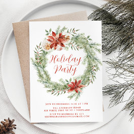 Elegant Poinsettias und Greenery Holiday Party Einladung