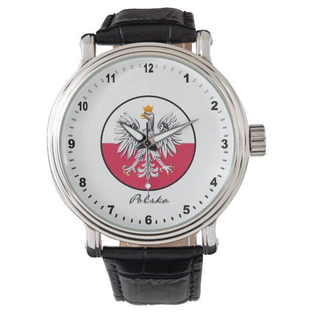 Elegant Poland Watch & Polish Flag / Polska Armbanduhr (Vorderseite)