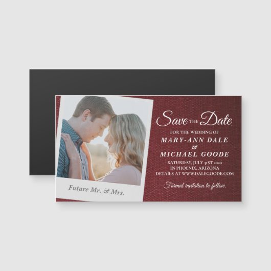 Elegant Polaroid - Snapshot Save the Date Magnetkarte (Vorne/Hinten)