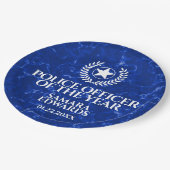 Elegant Police Officer of the Year Blue Marble Pappteller (Schrägansicht)