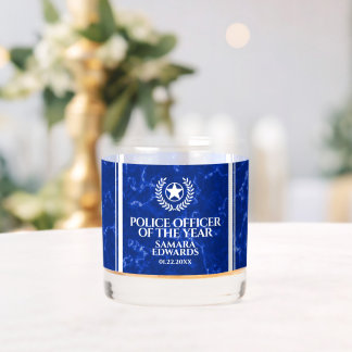 Elegant Police Officer of the Year Blue Marble Whiskyglas