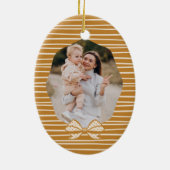 Elegant Polka Dot Christmas Bow Foto Keepake Keramik Ornament (Hinten)